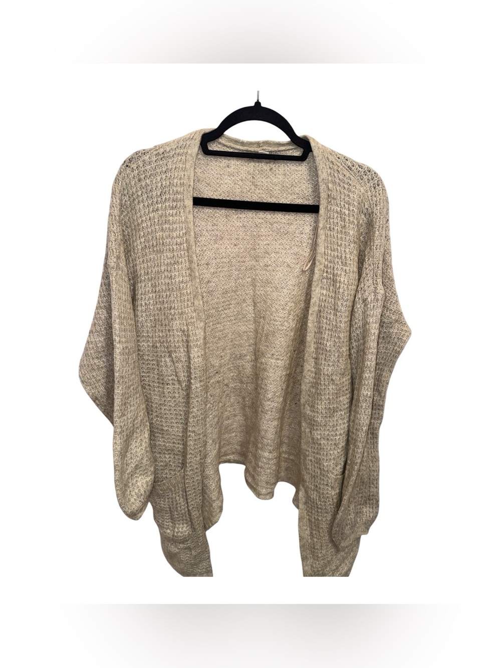 American Eagle Outfitters Beige Open-Front Knit Cardigan